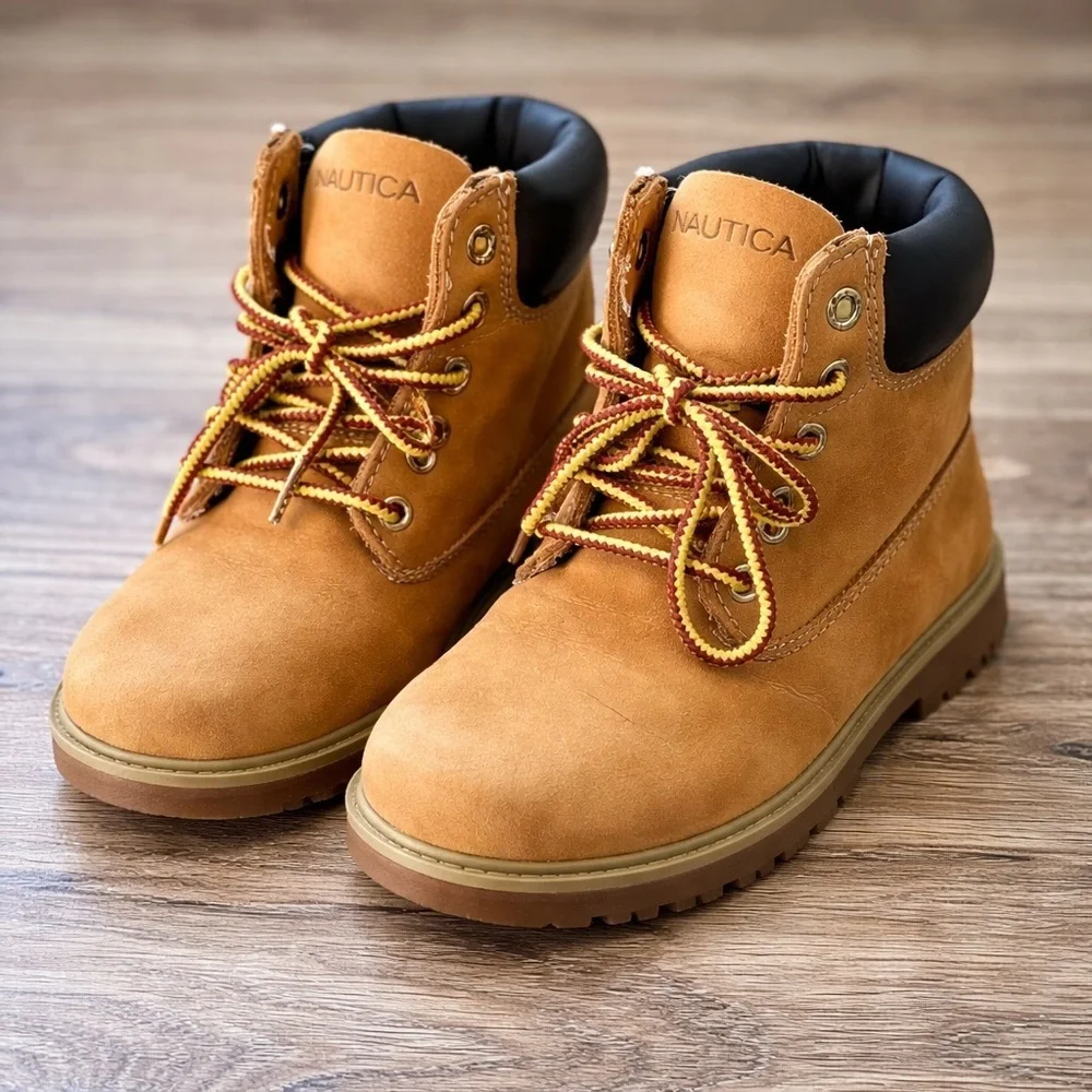 Nautica Kids Chukka Work Boot Tan Lace-Up Youth Size 1